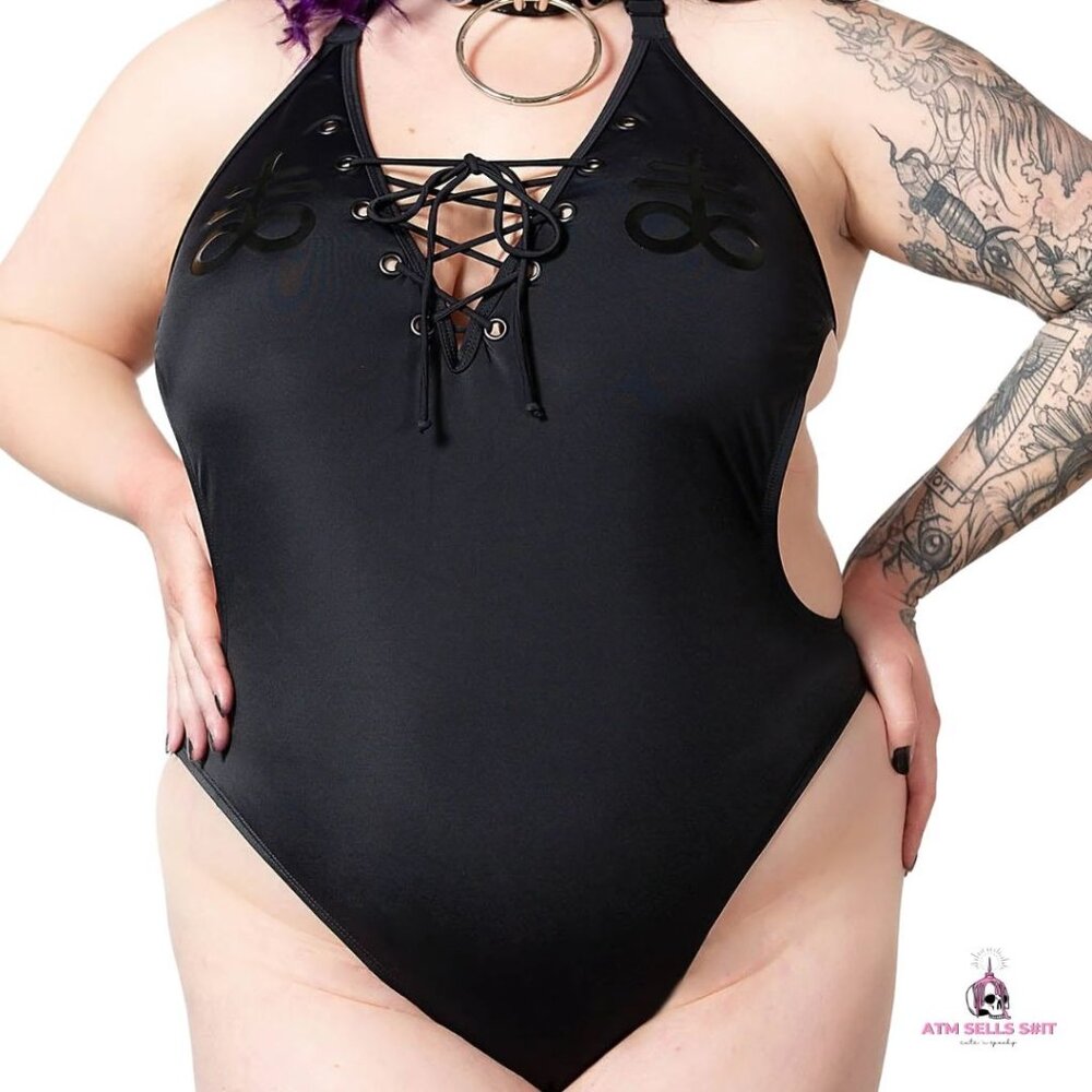 NWT Killstar Doro Monokini One-Piece Black Swimsuit Plus Size 2X